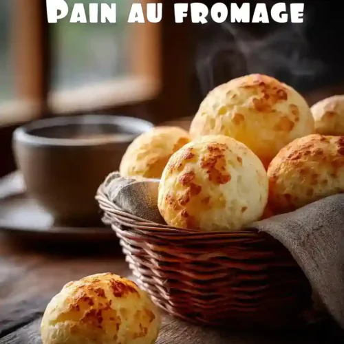 Panier de pão de queijo brésiliens dorés servis avec un café chaud sur une table rustique