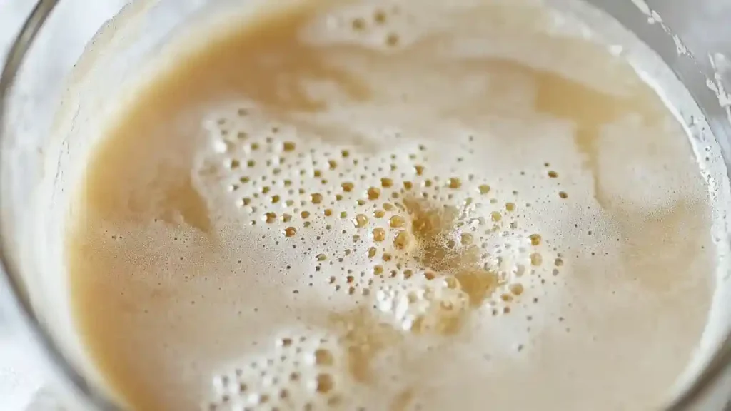 Levure boulangère activée dans un bol pour la recette traditionnelle de kesra