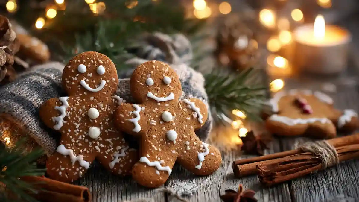 Bonhommes en pain d’épices moelleux avec décorations de Noël