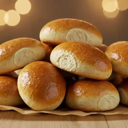 Pain navette doré et moelleux empilé sur du papier cuisson, prêt à être dégusté