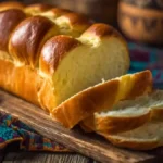 Brioche antillaise au beurre dorée et tressée sortie du four
