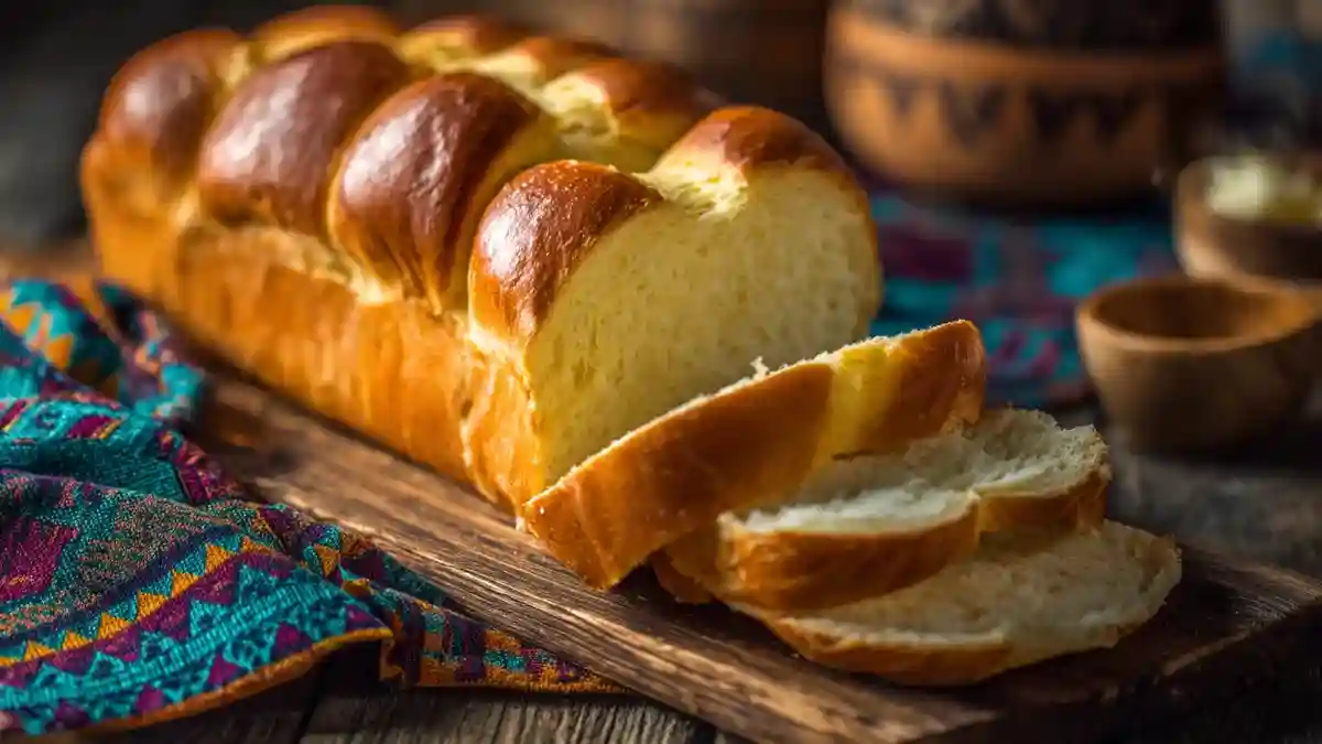 Brioche antillaise au beurre dorée et tressée sortie du four