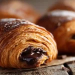 Pains au chocolat faits maison avec pâte dorée et chocolat fondant