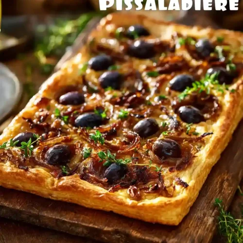 Pissaladière traditionnelle aux oignons, olives et anchois