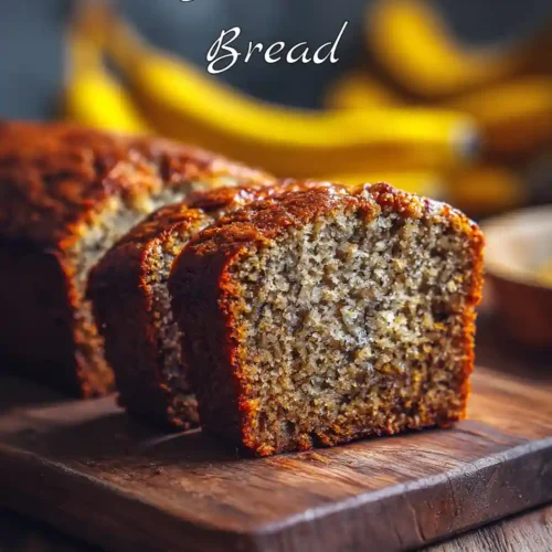 Tranche de banana bread moelleux sur planche en bois