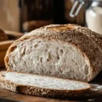 Tranche de pain au levain avec croûte au sésame