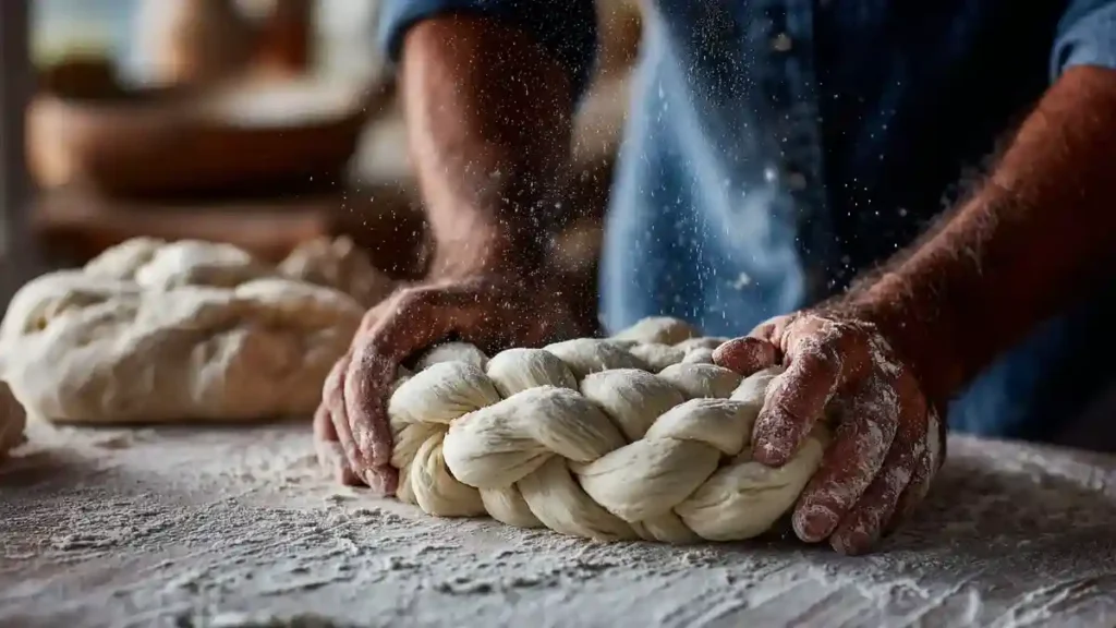 Tressage à 7 brins pour pain en couronne – étape par étape