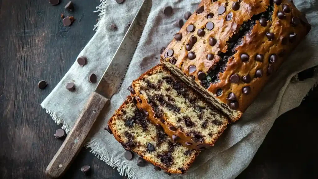 Pain de courgettes avec pépites de chocolat fondues