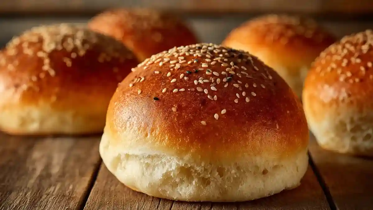 Pain hamburger sans gluten doré et moelleux