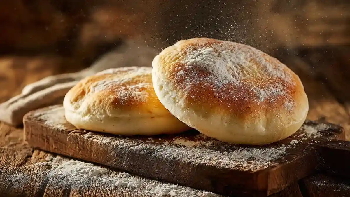 Faluche pain artisanal frais sur planche en bois