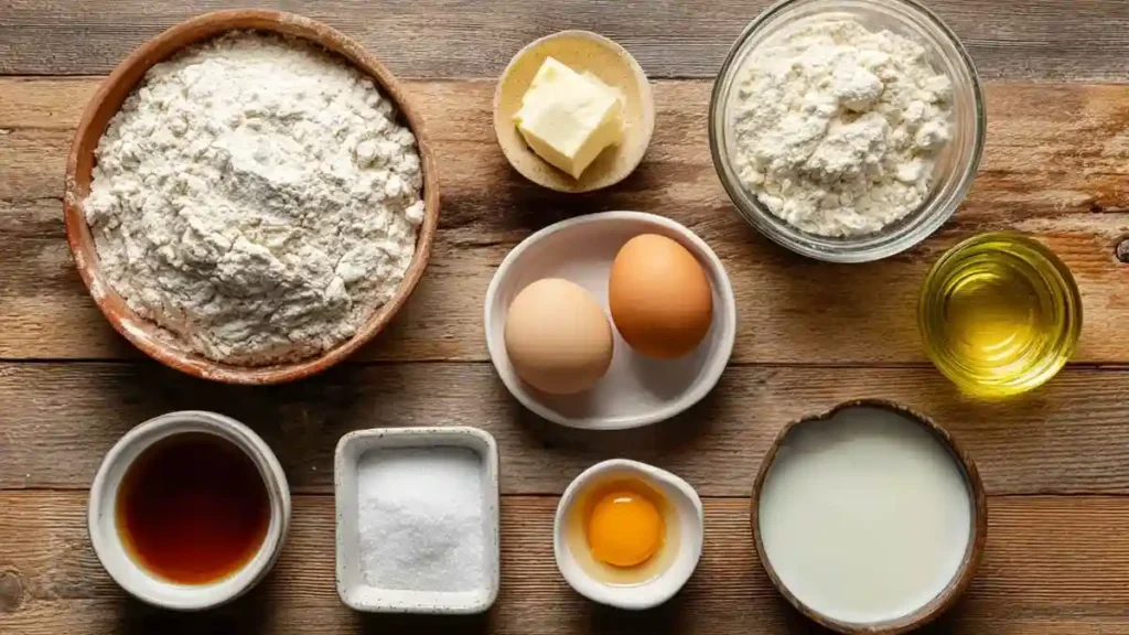 Ingrédients pour pain faluche disposés sur une table