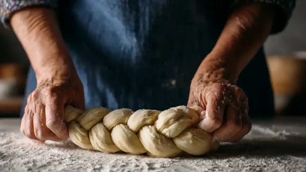 Tressage de la pâte hallah