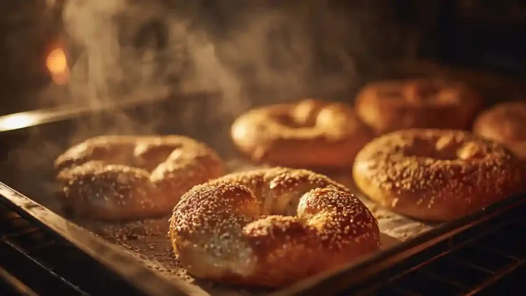 Simits cuits au four avec croûte dorée au sésame
