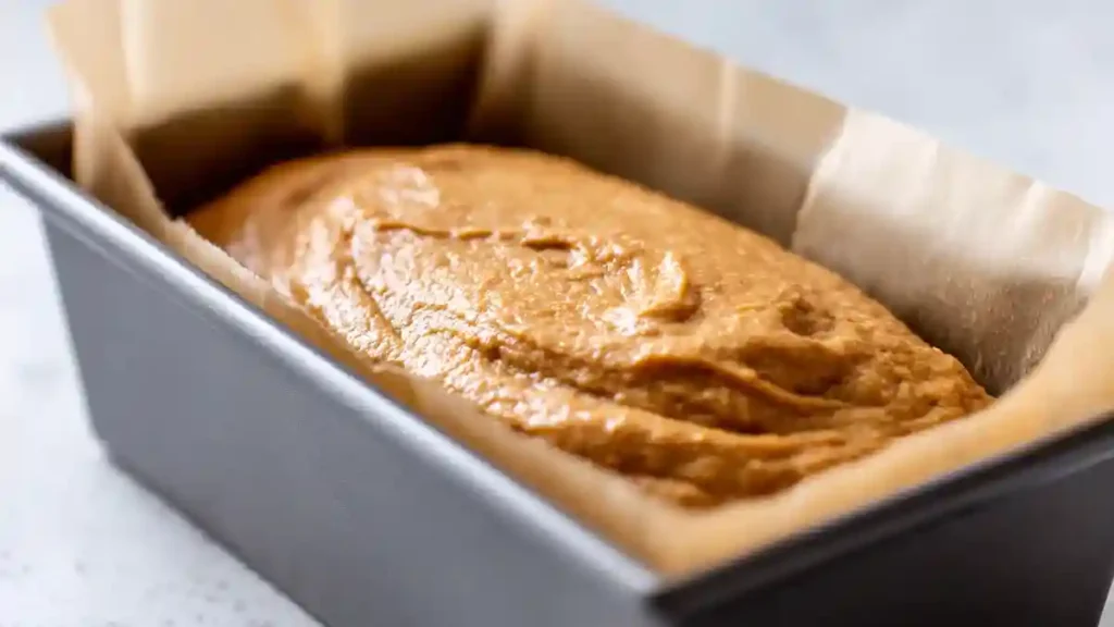 Pâte de pain aux bananes crue dans son moule