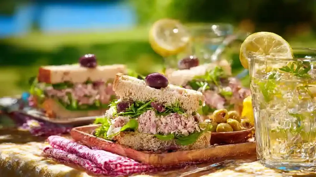 Pain bagnat accompagné d’une salade niçoise et boisson fraîche