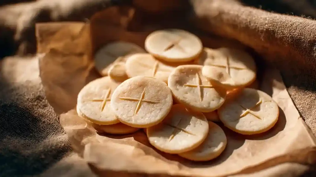Petits disques de pâte d’hostie (3 cm) sur papier cuisson