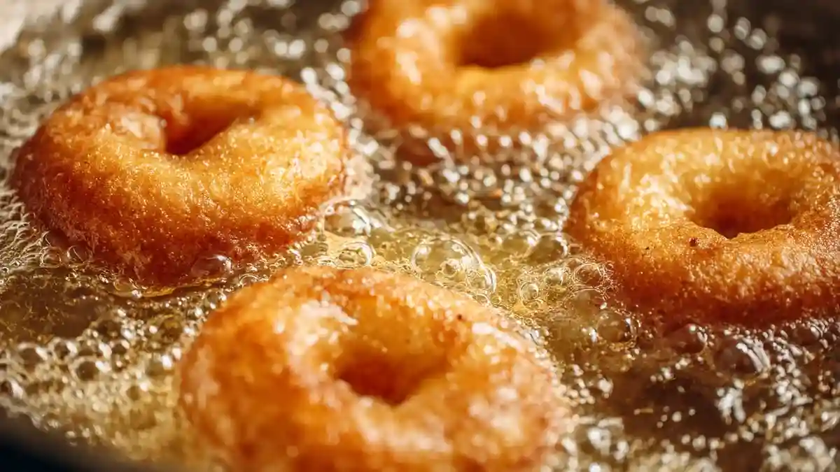 Recette Donuts en train de frire dans l’huile chaude