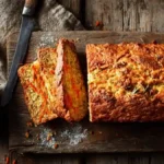 Pain à la carotte maison tranché vu de dessus