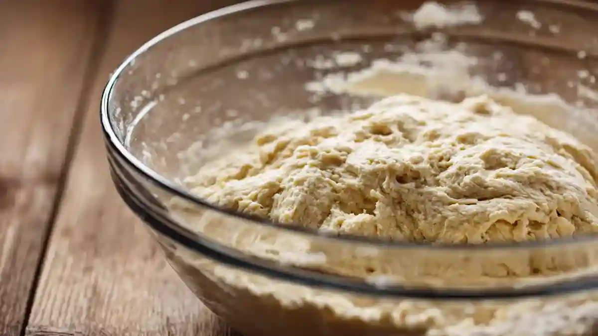 Pâte collante du pain paysan sans pétrissage