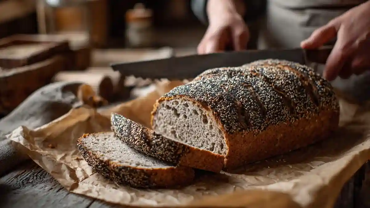 Pain au sarrasin tranché avec croûte aux graines