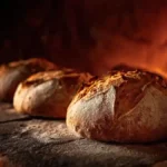 Pain artisanal cuit sur pierre réfractaire dans un four.