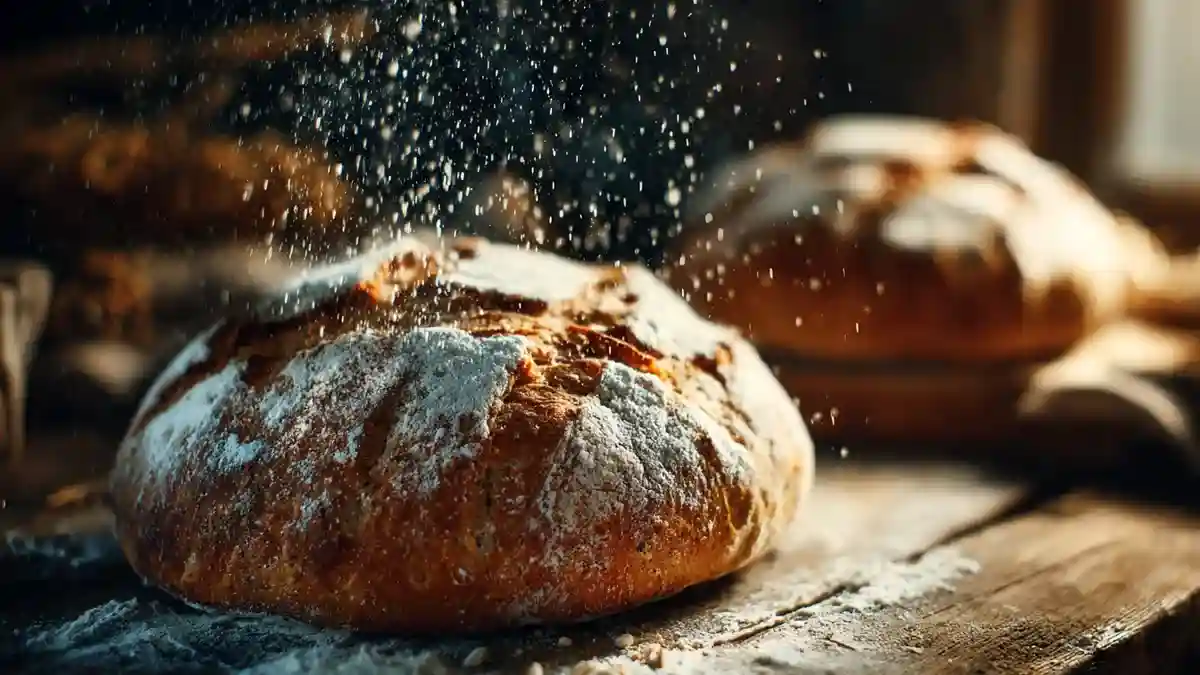 Farine pour pain maison sur table rustique