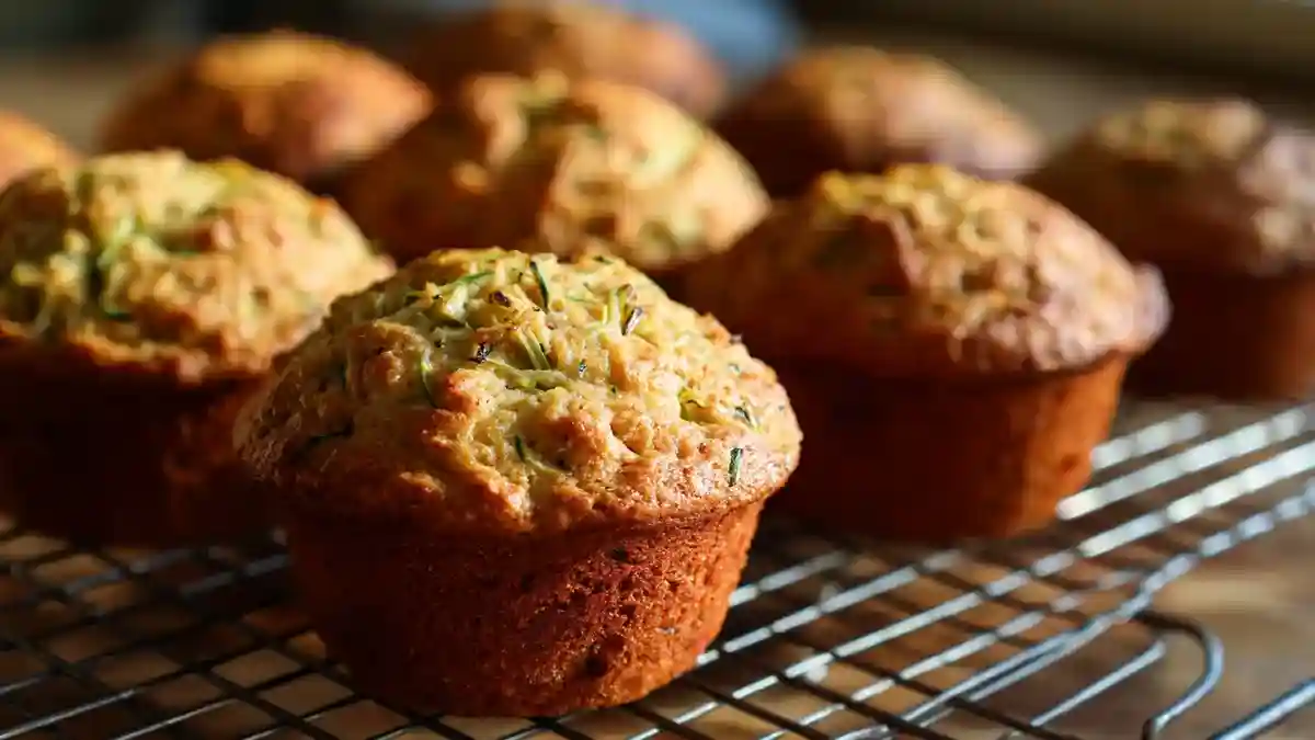 Muffins de courgettes dorés sur grille
