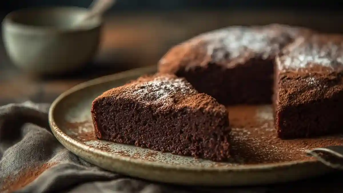 Gâteau au chocolat moelleux préparé avec de la farine de coco
