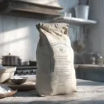 Sac de farine tout usage posé sur une table rustique