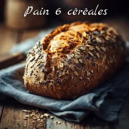 Pain 6 céréales artisanal sur table rustique