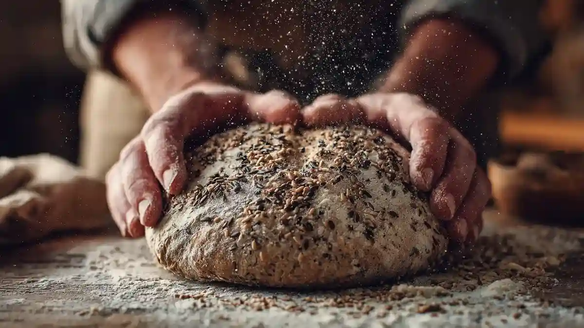 Pétrissage de pâte à pain 6 céréales
