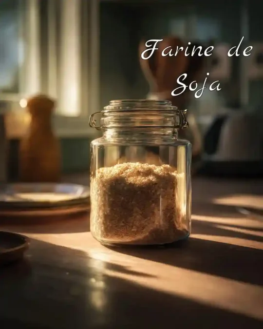 farine de soja dans un pot