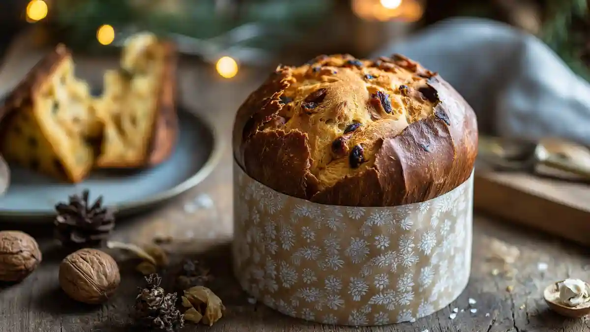 Panettone maison doré avec fruits secs