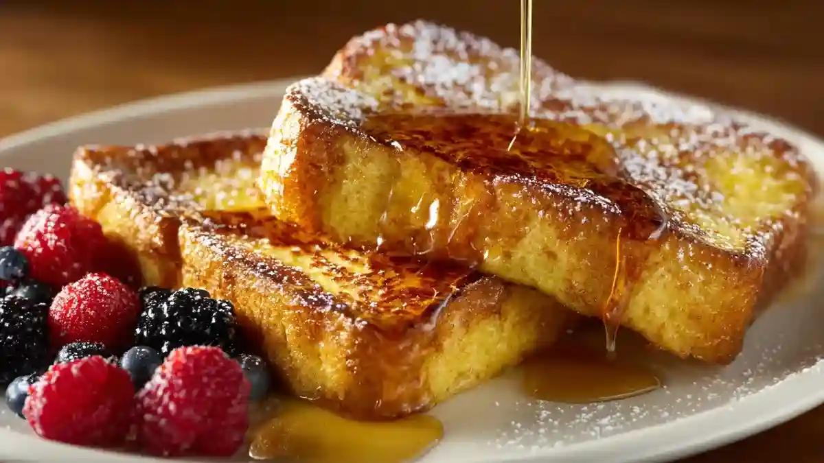Tranches de brioche trempées dans une pâte à French toast