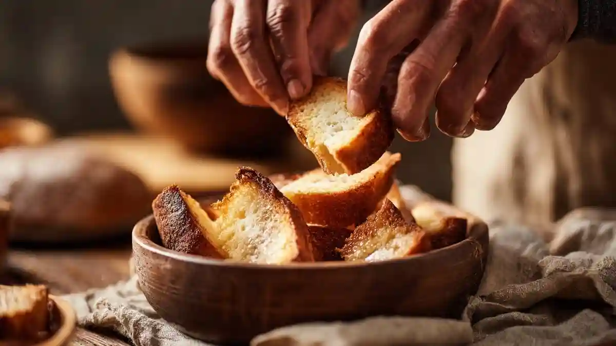 Tranches de brioche trempées dans une pâte à French toast