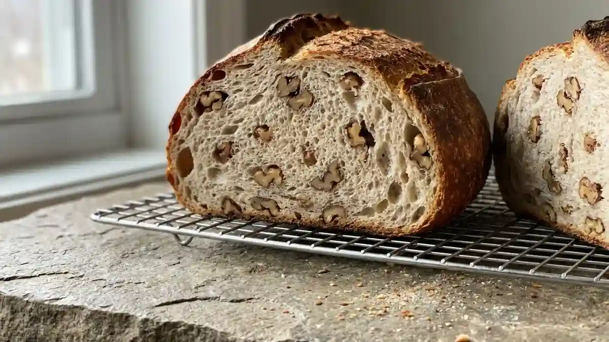Mie du pain aux noix maison après cuisson