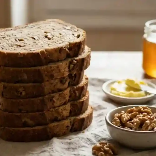 Tranches de pain aux noix maison avec cerneaux de noix