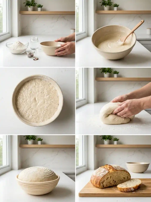 Six étapes pour préparer une poolish puis cuire un pain maison