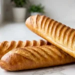 Quatre pains viennois maison dorés et moelleux sur un plan de travail clair