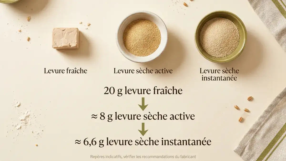 Équivalence levure fraîche et sèche pour la pâte à pain