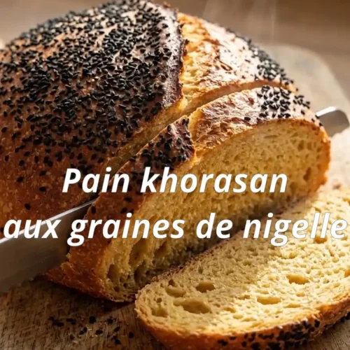 Mie dorée d’un pain khorasan aux graines de nigelle